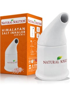 Natural Solution NATURAL SOLUTION Ceramic Salt Inhaler with 2 Himalayan Pink Salt Refills, Cleans The Respiratory System, Relief Breathing Congestion, Inhaler for Asthma White 1 Count 