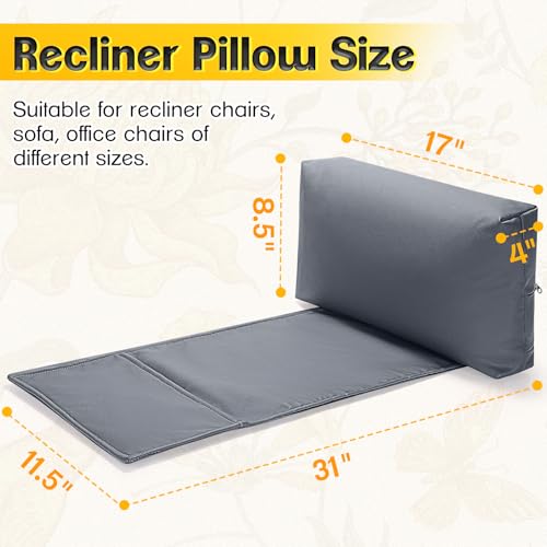 1 MIDDLE ONE Recliner Pillow, Memory Foam Head, Headrest and Neck Pillow for Recliner Chair, Small Neck Support for Office Chair (Grey) - Image 2