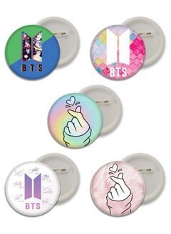 D2c D2C Plastic Premium BTS Round Pin Button Badge - Perfect for Boys, Girls, Men & Women | Trendy KPOP Batches for Bags, Backpacks | Ideal Birthday Gift | Size 58mm Multicolor (0+Years) Pack of 5 D11  - Image 1