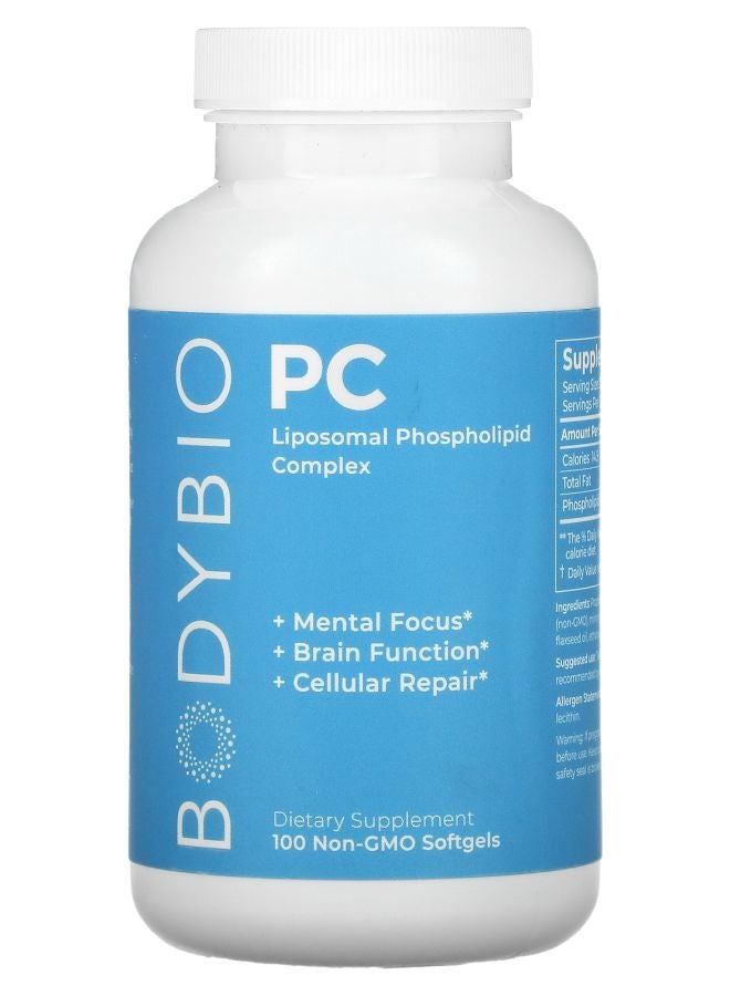 BodyBio مجمع الفوسفوليبيد الليبوزومي 100 كبسولة لينة غير معدلة وراثيًا