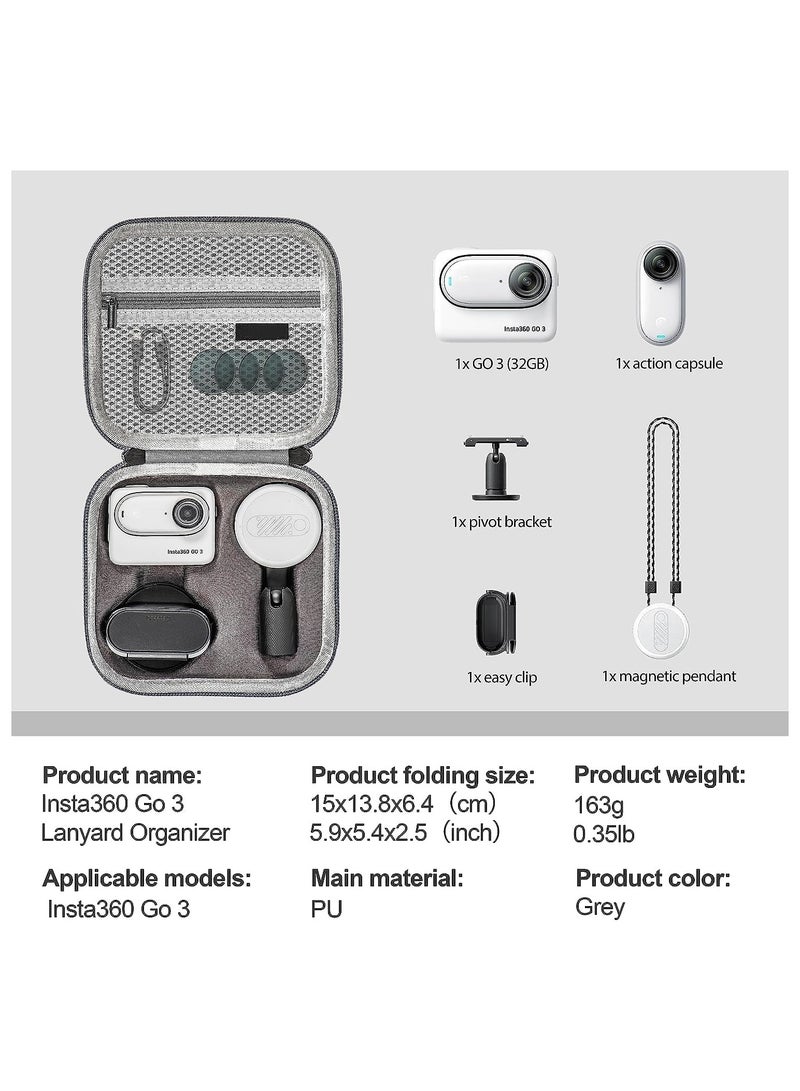 Carrying Case for Insta360 GO 3 Action, Portable Protective Storage Bag, Hard Shell Protective Case for Insta360 GO 3 Action Camera Accessories Combo