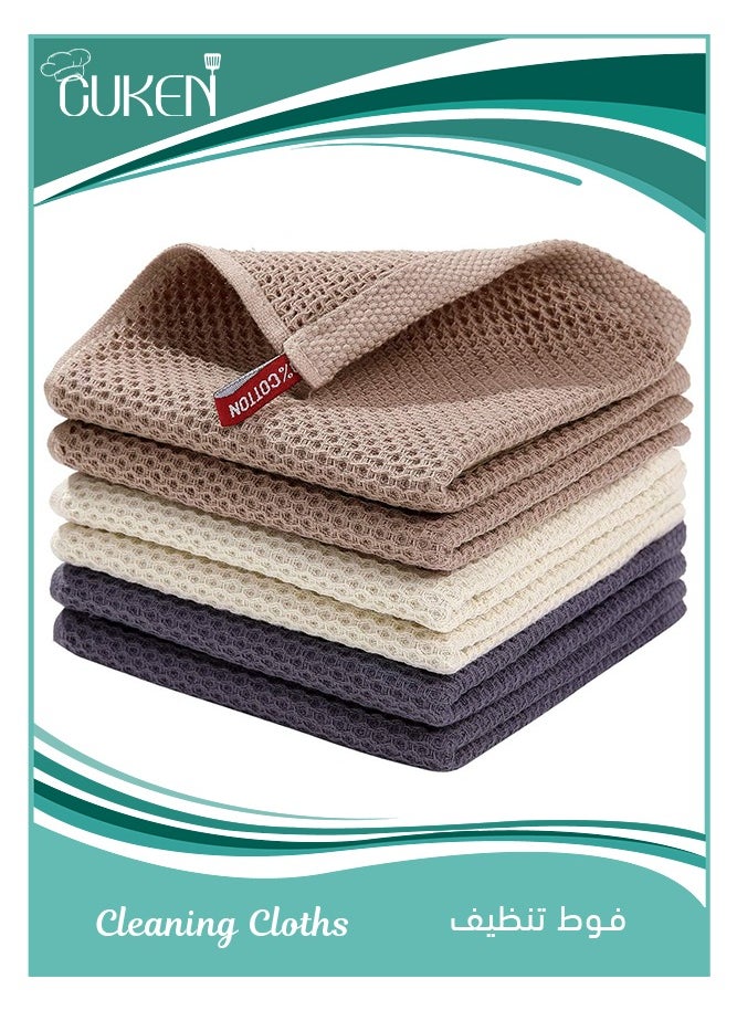 Cuken 6 Pack Cotton Waffle Weave Kitchen Dish Cloths, Ultra Soft Absorbent Quick Drying Dish Towels, 13x13 Inch  - Image 1