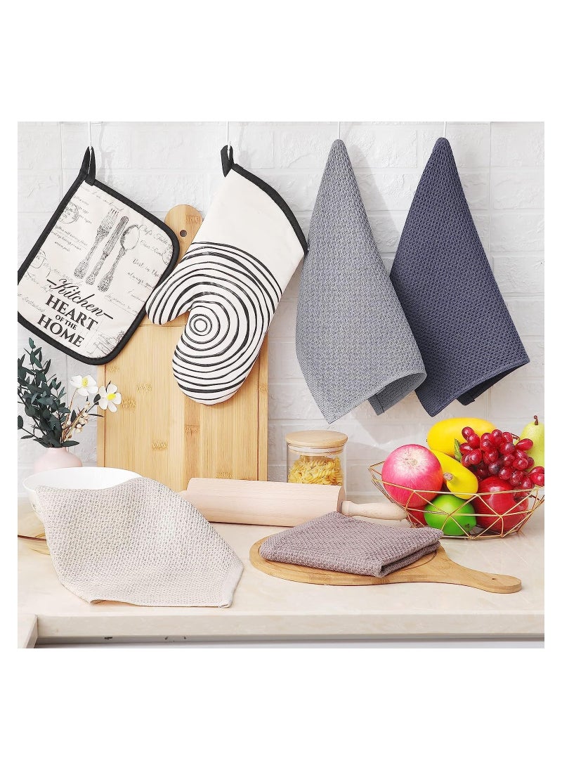 Cuken 6 Pack Cotton Waffle Weave Kitchen Dish Cloths, Ultra Soft Absorbent Quick Drying Dish Towels, 13x13 Inch  - Image 5