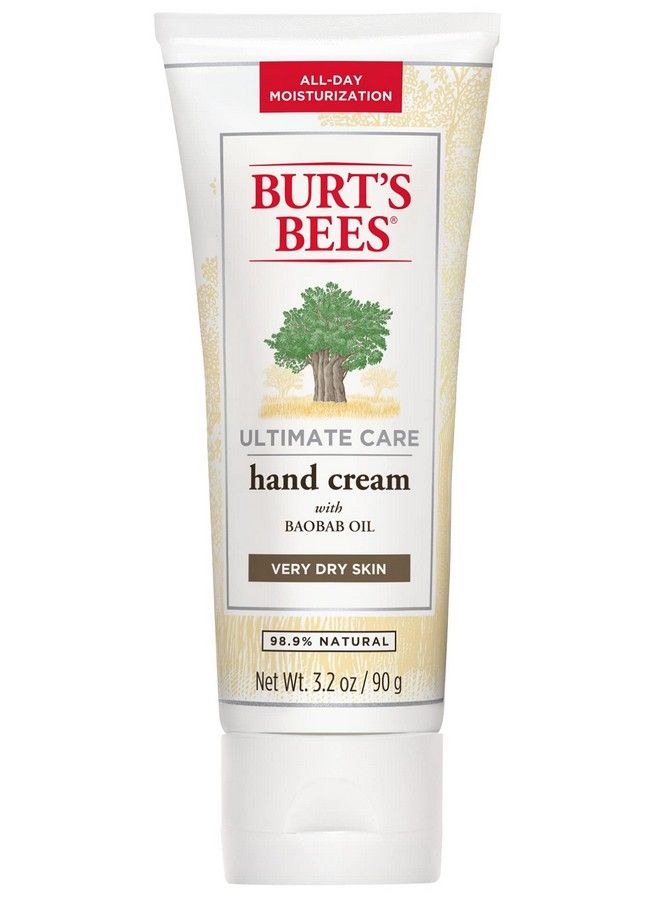 Burt's Bees Hand Cream For Dry Skin Moisturizing Natural Lotion Unscented Ultimate Care With Baboab Oil 3.2 Ounce Packaging May Vary - Image 1