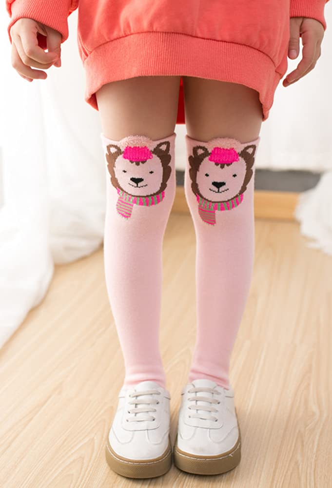 Toptim Little Girl's Knee High Socks Over Calf Kids Overknee Stockings Bow Style 3-12T(Cartoon-5Pairs) - Image 3