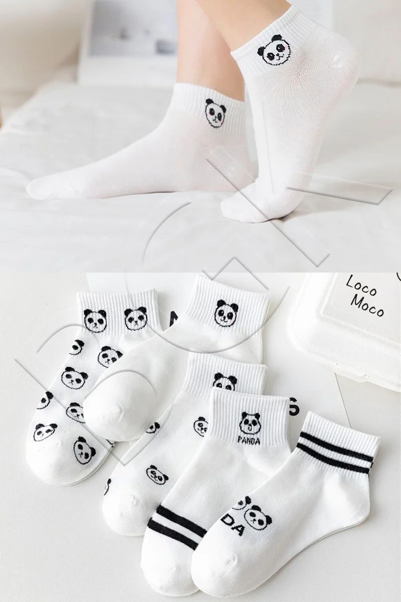 بي جي كي 5 Pairs Panda Patterned Short Socks