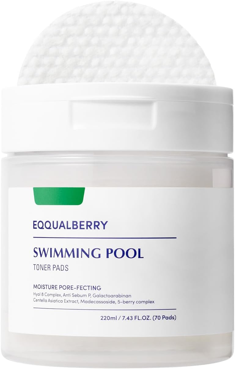 eqqualberry Vegan Pool Toner Pads (70 Sheets/220Ml) | Immerse Yourself In Korean Skin Care Moisturizing & Gentle Exfoliating, Large Soft Pad for Sensitive Skin, Hi Acid - Image 1