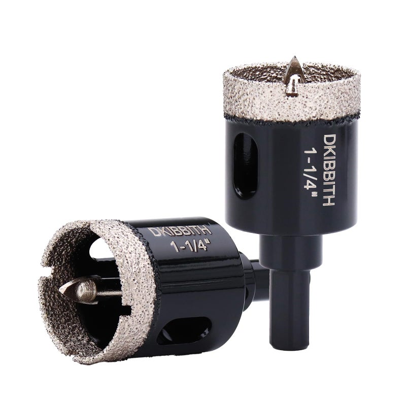 DKIBBITH 1-1/4" Diamond Hole-Saw Bits with Pilot Drill Bit - 1.25" Diamond Tipped Tile Hole Saws with Guiding Bit for Accurate Drilling Porcelain Tile Ceramic Pottery Granite Stone Glass Bottles 32mm - Image 1