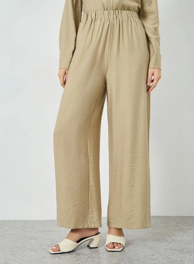 Take Two  Beige Lace Detail Longline Shirt and Pants Co-Ords for Women | Best Price UAE