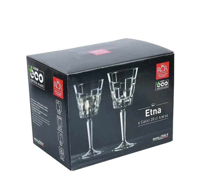 RCR Cristalleria Italiana ETNA Crystal Wine Goblet Glass Set of 6 280 ml Italy Made - Image 5
