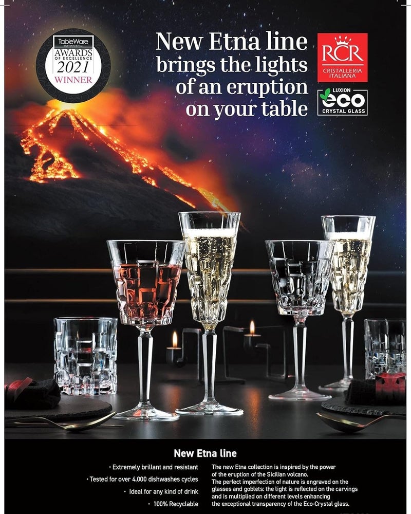 RCR Cristalleria Italiana ETNA Crystal Wine Goblet Glass Set of 6 280 ml Italy Made - Image 3