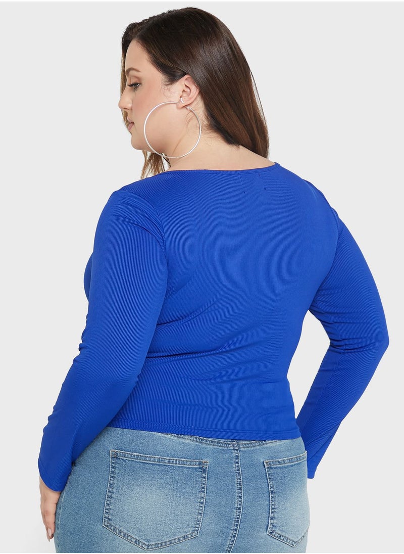 Ginger Plus - Knot Detail Cropped Top - Image 1