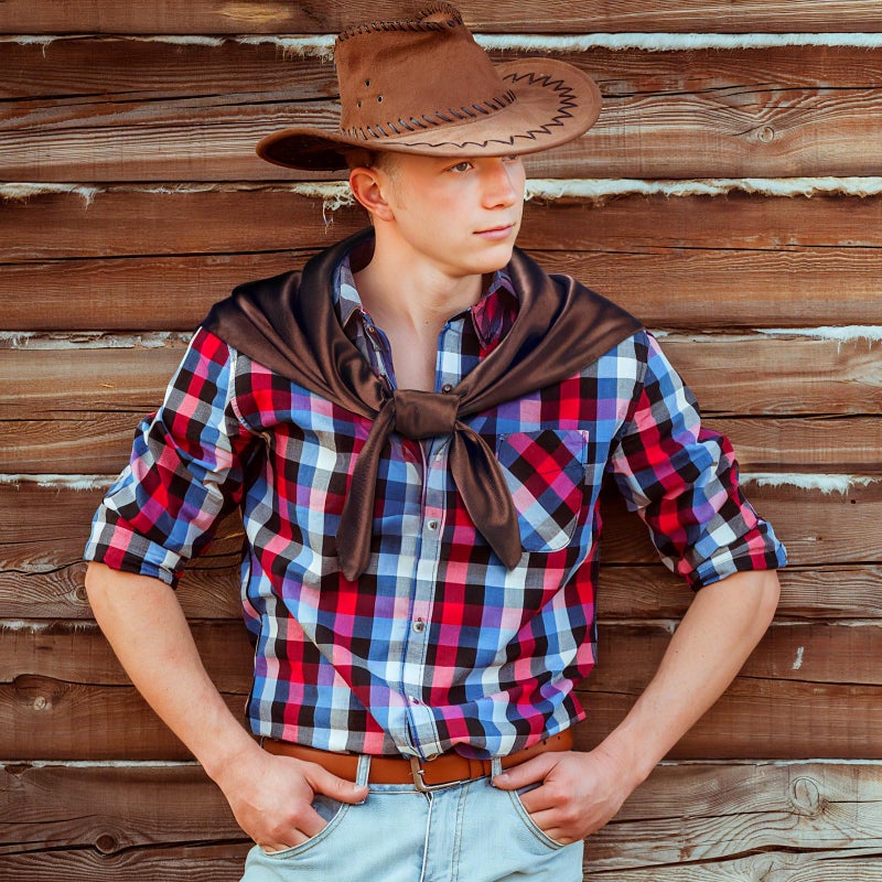 Yearntown 6 Pcs Solid Cowboy Rag for Women Western Neck Scarf Bandana 35-inch Square Satin Rag Neckerchief Multiple Colors Wildrags for Men Pack - Image 4