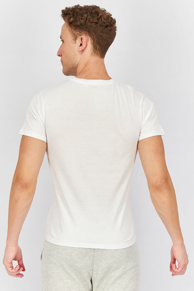 Baldinini Men Crew Neck Short Sleeve Brand Logo T-shirt, White - Image 2
