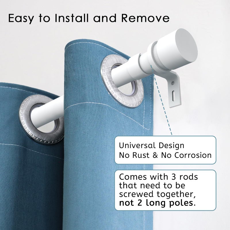 Byondeth Curtain Rods for Windows 16 to 48 or 60 Inches Max Adjustable Length 1 Inch Diameter Window Curtain Rod with Aluminium End Cap, White - Image 2