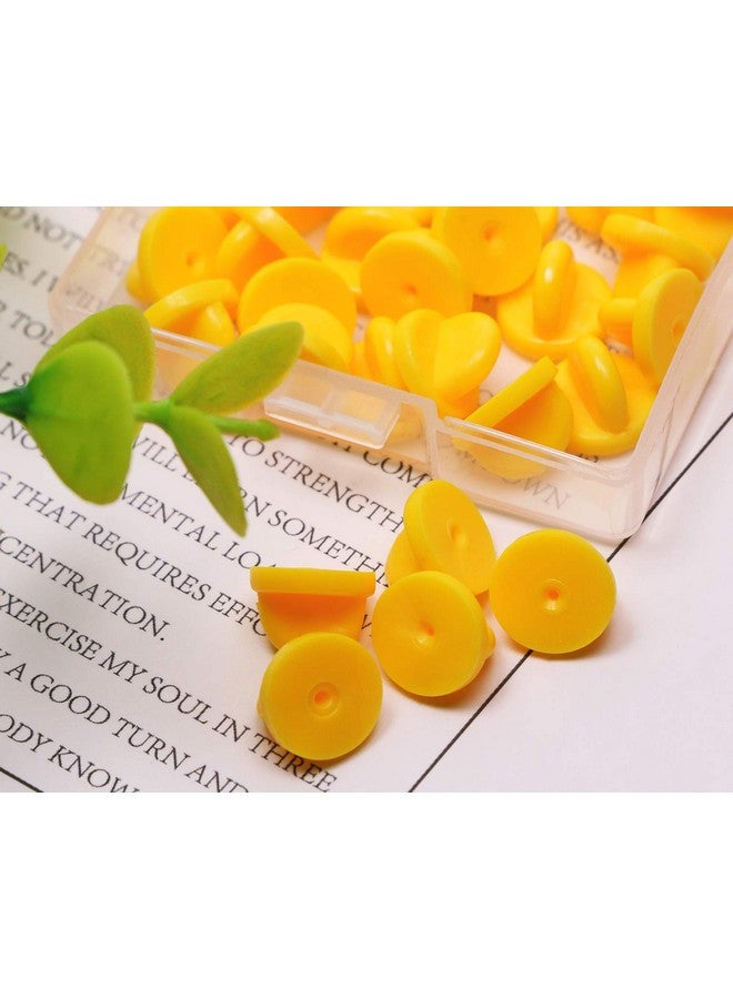 Shapenty 30Pcs Butterfly Clutch Pvc Rubber Pin Backs Keepers Replacement Uniform Badge Comfort Fit Tie Tack Lapel Pin Backing Holder Clasp (Yellow) - Image 3
