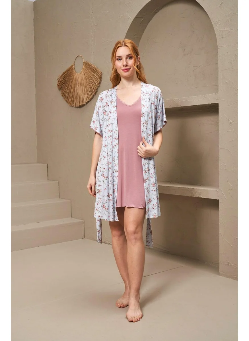 Pjs 25150 Women's Suspender Nightgown Dressing Gown Set