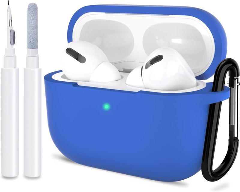 ATUAT for AirPods Pro 1st/2nd Generation Case Cover, Protective Silicone Skin Accessories with Keychain for Women Men for Apple AirPods Pro 2019/2022 Charging Case,Front LED Visible-Blue - Image 1