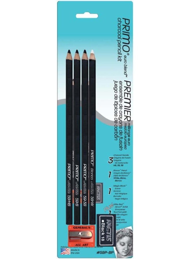 General Pencil 59P-BP Primo Euro Blend Charcoal Pencils,Multicolor