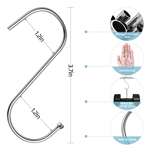 RELBRO Small S Hooks, 3.7 Inch Metal Hanging Jeans Hooks, Reversible, Heavy Duty, Silver, 30 Pcs - Image 3