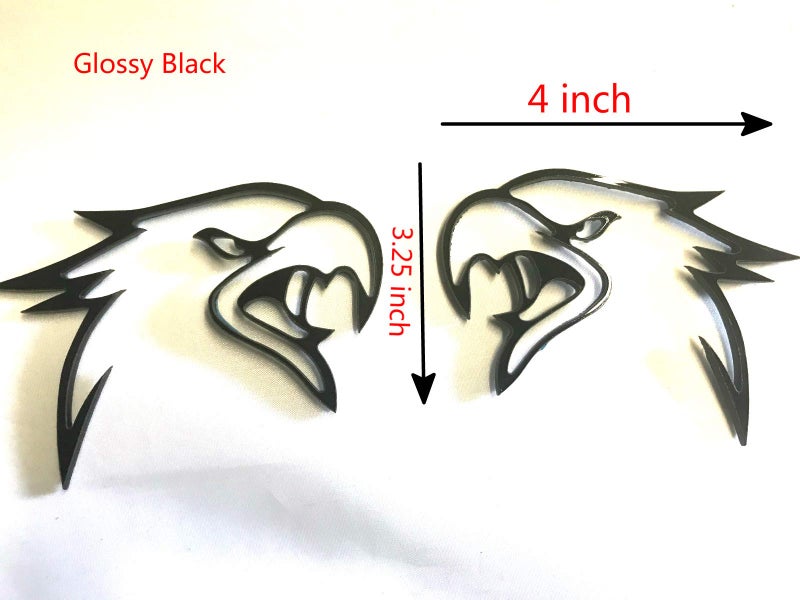 Generic Taroal Pair Black HellHawk Emblems fits Jeep Trackhawk Grand Cherokee Trunk Emblems Badge Fender Black (Black Red) - Image 1