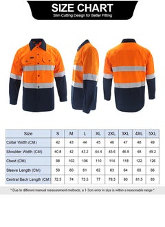 Zuolaya Reflective Safety Workwear High Visibility T-Shirt for Construction Work Safety Long Sleeve Shirts with Pockets Orange/Navy  - Image 3