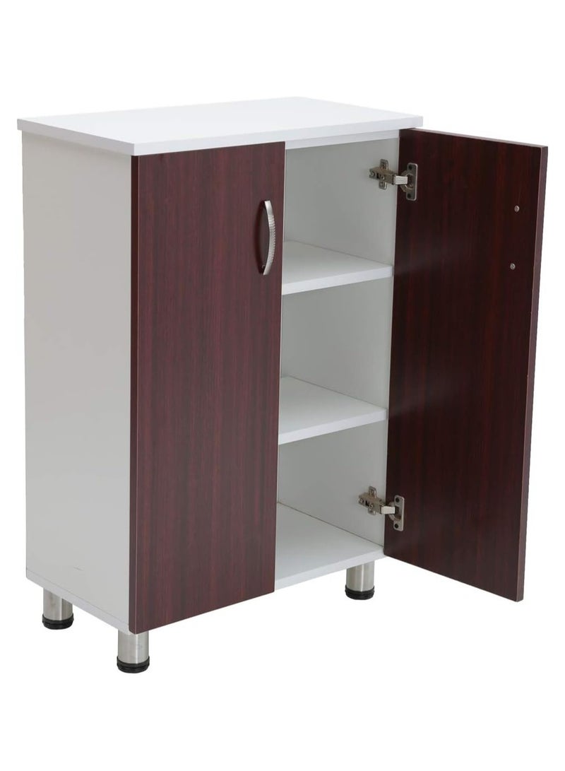 AFT Modern Two-tone Shoe Cabinet Rack Storage With 2 Doors - Durable Mdf Design Elegant Mdf Shoe Cabinet: Dual Doors And Organized Shelves. Mdf Shoe Cabinet With 2 Doors - Stylish Storage Solution Perfect For Any Entryway, Living Room, Dining Room Or Bedrooms Space-saving Design, Organize Your Footwear Effortlessly White Frame Mahogany Door Arfan - Image 4
