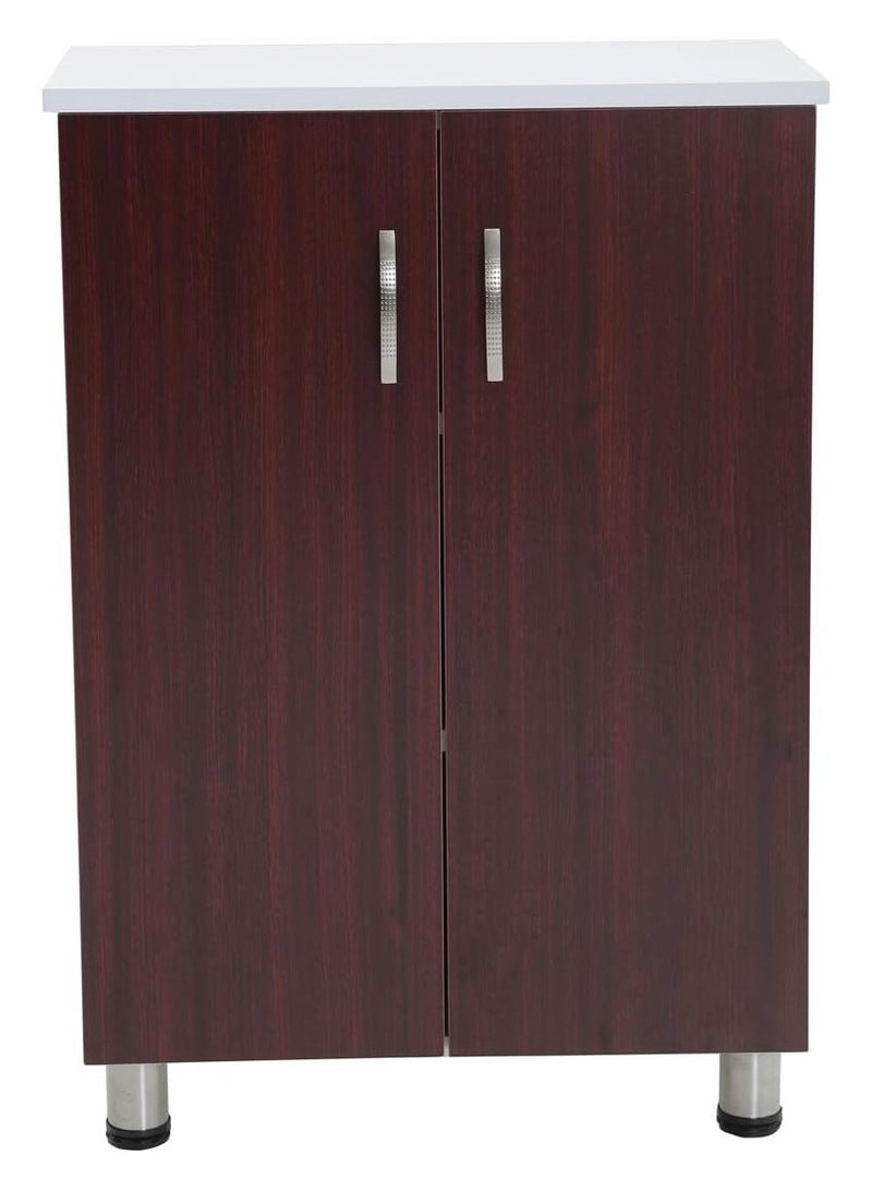 AFT Modern Two-tone Shoe Cabinet Rack Storage With 2 Doors - Durable Mdf Design Elegant Mdf Shoe Cabinet: Dual Doors And Organized Shelves. Mdf Shoe Cabinet With 2 Doors - Stylish Storage Solution Perfect For Any Entryway, Living Room, Dining Room Or Bedrooms Space-saving Design, Organize Your Footwear Effortlessly White Frame Mahogany Door Arfan - Image 5