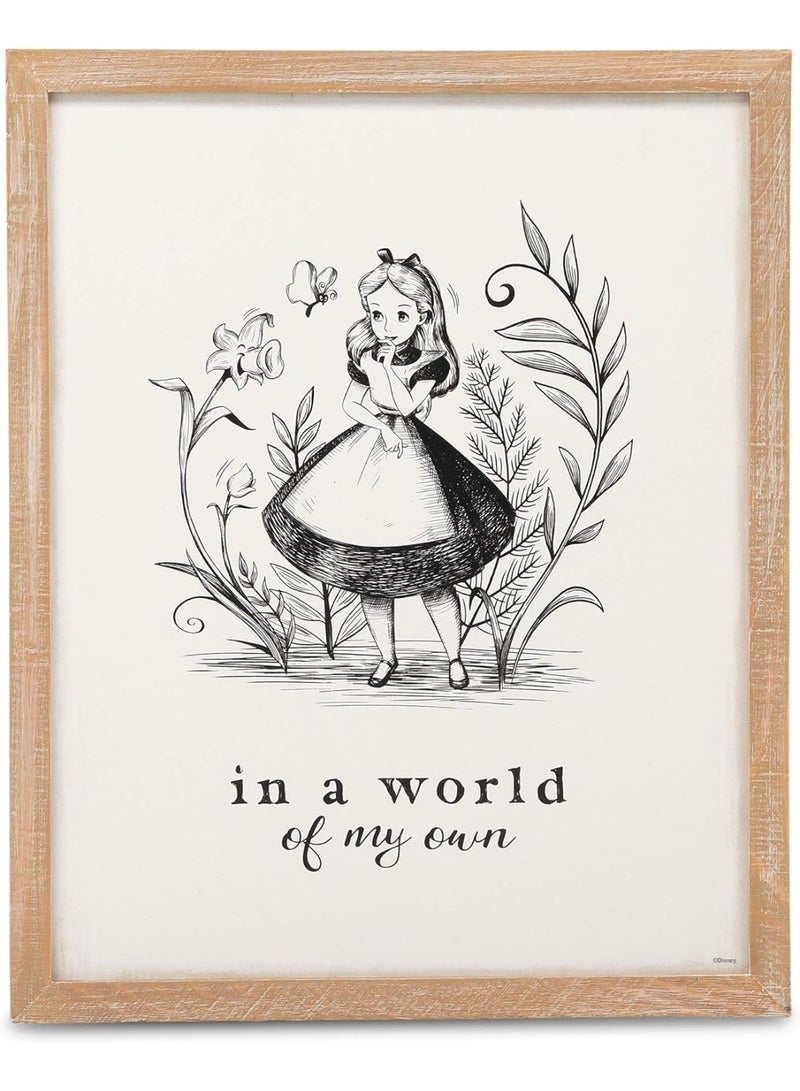 Open Road Brands Alice in Wonderland In a World of My Own Framed Wood Wall Decor - Vintage Alice in Wonderland Wall Art - Image 1