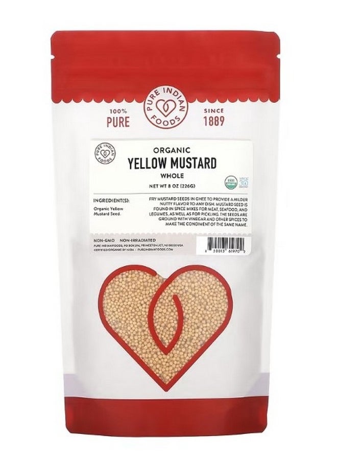 Pure Indian Foods Organic Yellow Mustard Whole 8 oz 226 g  - Image 1