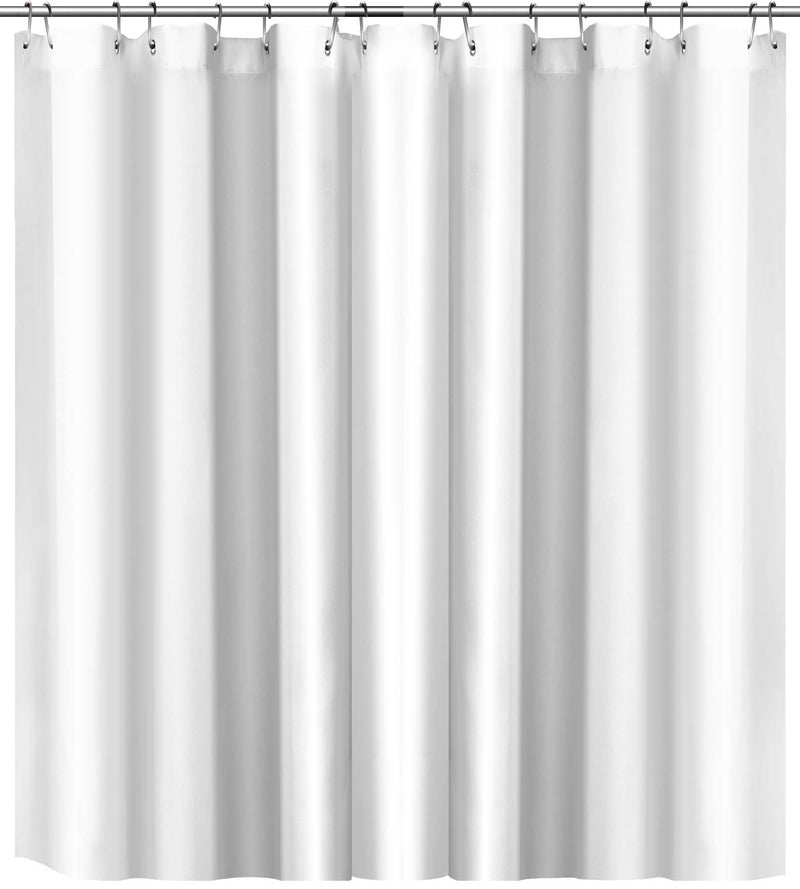 Mildew Resistant Fabric Shower Curtain  72x72 White polyester Curtain for Bathroom  Waterproof Odorless Eco Friendly Anti Bacterial  Heavy Duty Metal Grommets  Creatov Design