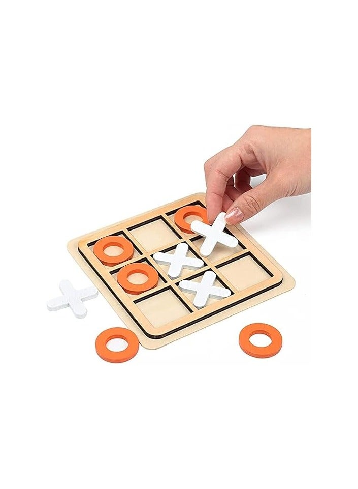 BJM Tic-Tac-Toe Game Toy Classic Wooden Checkerboard Educational Family Game Toys Set for Adults and Kids (Assorted 1pcs) - Image 1