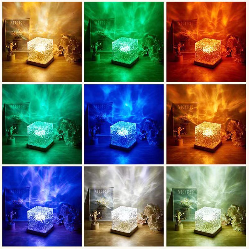 Water Ripple Light 16 Color Options Remote Control Ambient Light - Adjustable Brightness Night Light for Bedroom Desktop Home Relaxation - Image 5