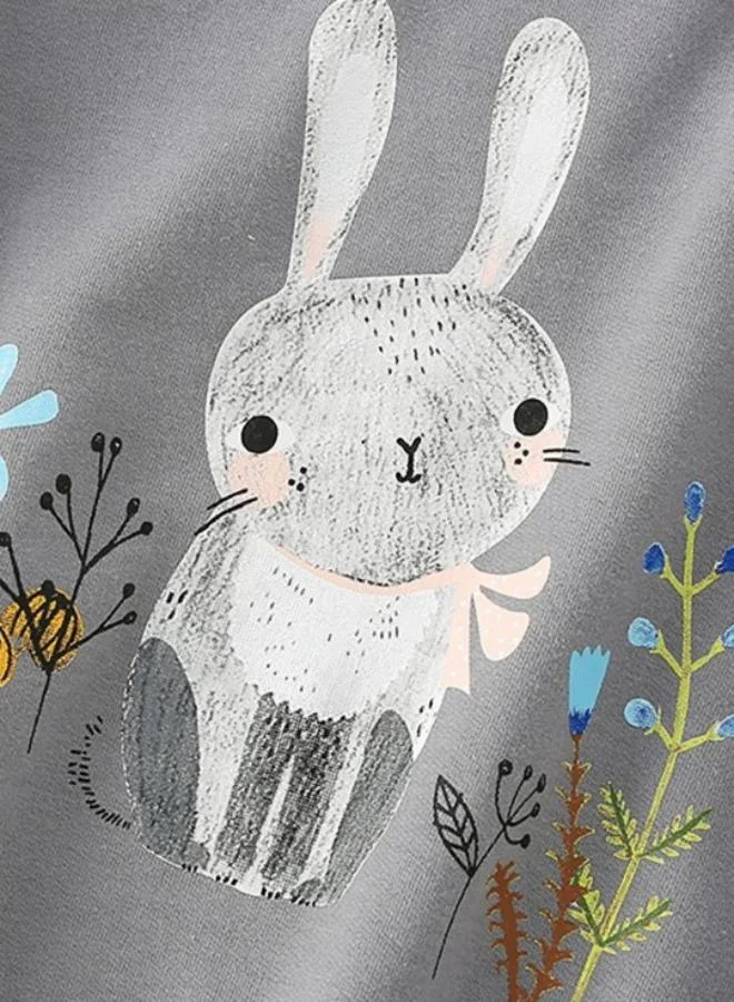 YUNIQEE Grey Printed Long Sleeve Crew Neck T-Shirt