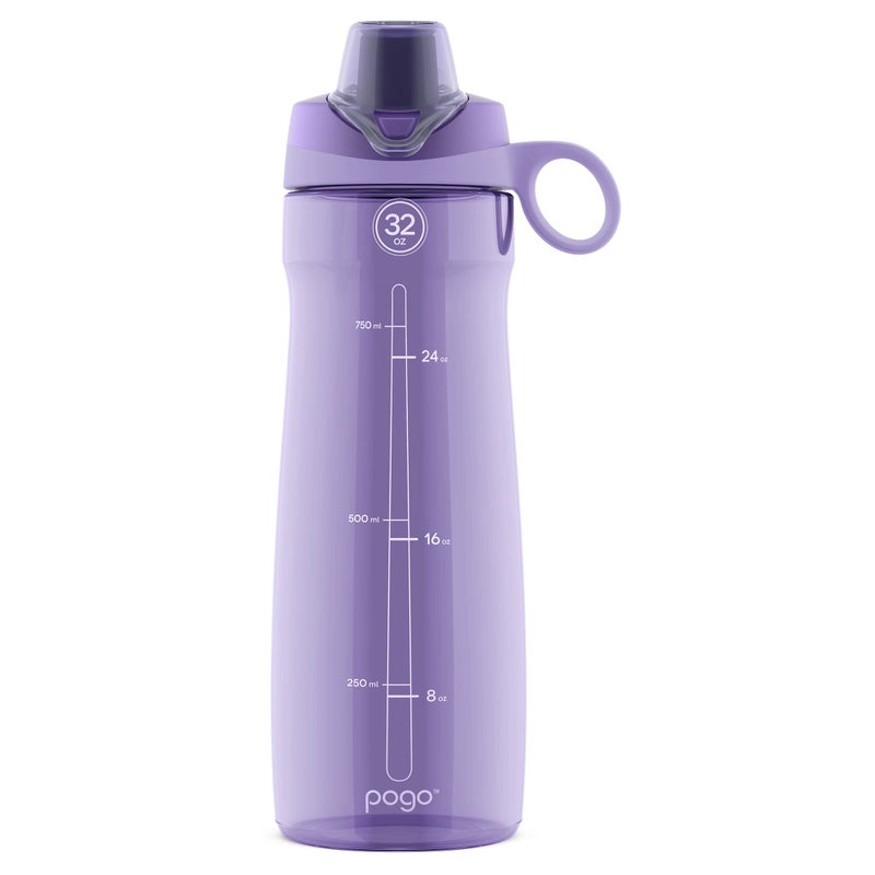 Pogo 18oz Plastic Water Bottle with Chug Lid and Carry Handle  Reusable  BPA Free  Dishwasher Safe  Perfect for Travel  School  Outdoors  and Gym  Lilac