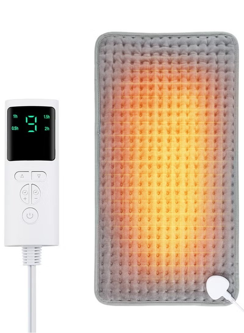 هيومان جوي وسادة تدفئة لتخفيف الآلام وعلاجها، متعددة الوظائف، ضغط حراري عالي الحرارة، وسادات تدفئة كهربائية للظهر، والرقبة، والبطن، والكتف، والركبة، والذراعين، والساقين، مع 9 إعدادات لدرجة الحرارة، مصنوعة من قماش الفلانيل الناعم، و4 إعدادات زمنية، وإيقاف تلقائي، 43×84 سم، لون رمادي - Image 1