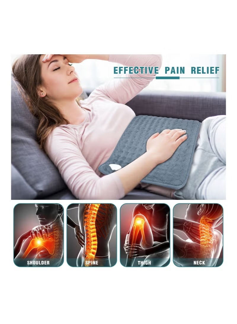 هيومان جوي وسادة تدفئة لتخفيف الآلام وعلاجها، متعددة الوظائف، ضغط حراري عالي الحرارة، وسادات تدفئة كهربائية للظهر، والرقبة، والبطن، والكتف، والركبة، والذراعين، والساقين، مع 9 إعدادات لدرجة الحرارة، مصنوعة من قماش الفلانيل الناعم، و4 إعدادات زمنية، وإيقاف تلقائي، 43×84 سم، لون رمادي - Image 2