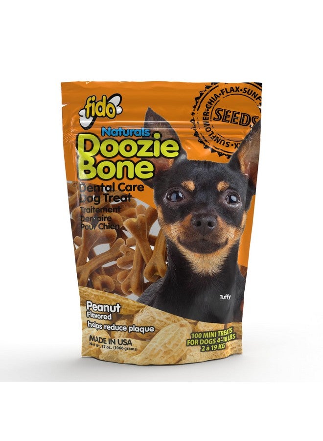 Fido Bones for Dogs, Dental Chews - 100 Delicious Mini Treats, Made in The USA - Mini Dog Dental Chews to Support Your Dog’s Health (Doozie Bone Peanut Flavor) - Image 1