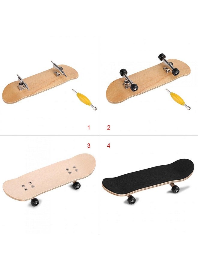 HURRISE Wooden Finger Skateboards, 1Pc Maple Wooden+Alloy Fingerboard Finger Skateboards with Box Reduce Pressure Kids Gifts(Black) - Image 3