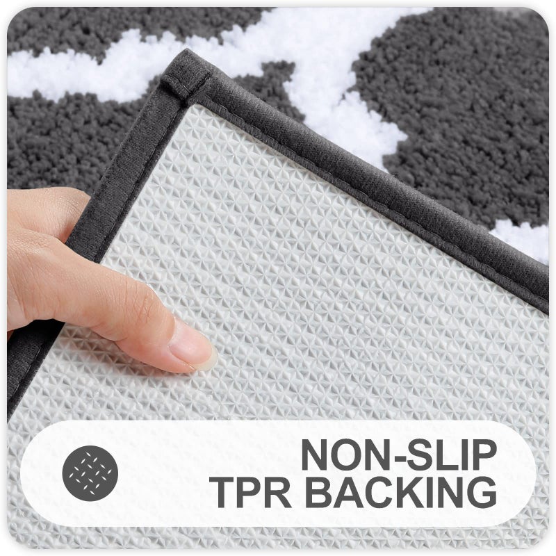 OLANLY Bathroom Rugs Set 2 Piece Microfiber Bath Shower Mat and U-Shaped Toilet Rug  Machine Wash Dry  Non-Slip Absorbent Shaggy Bath Rug for Tub  Shower and Bath Room (24""x16""+24""x20""  Dark Grey) - Image 3