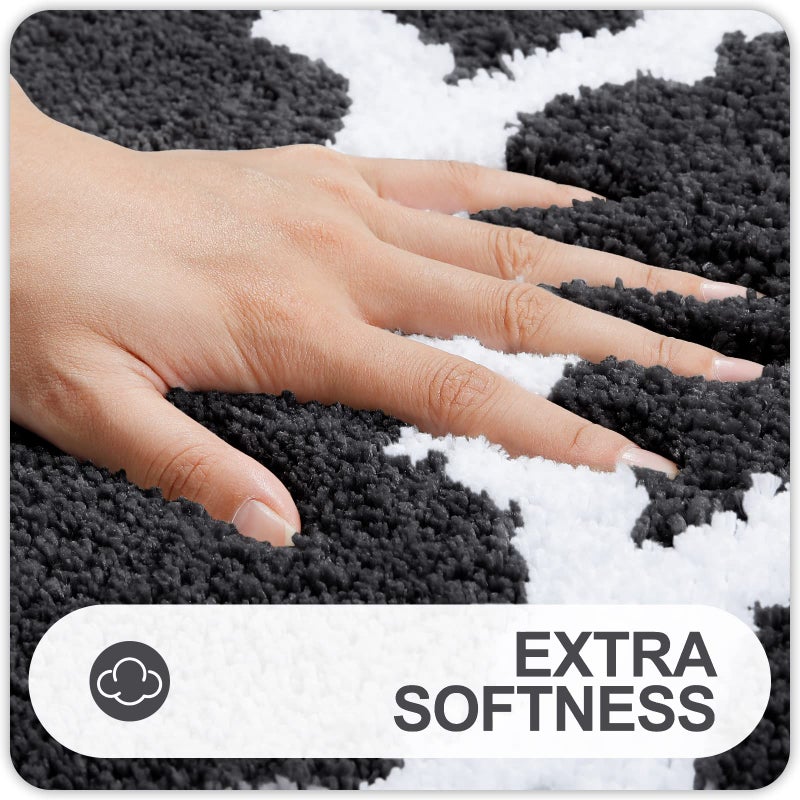 OLANLY Bathroom Rugs Set 2 Piece Microfiber Bath Shower Mat and U-Shaped Toilet Rug  Machine Wash Dry  Non-Slip Absorbent Shaggy Bath Rug for Tub  Shower and Bath Room (24""x16""+24""x20""  Dark Grey) - Image 1