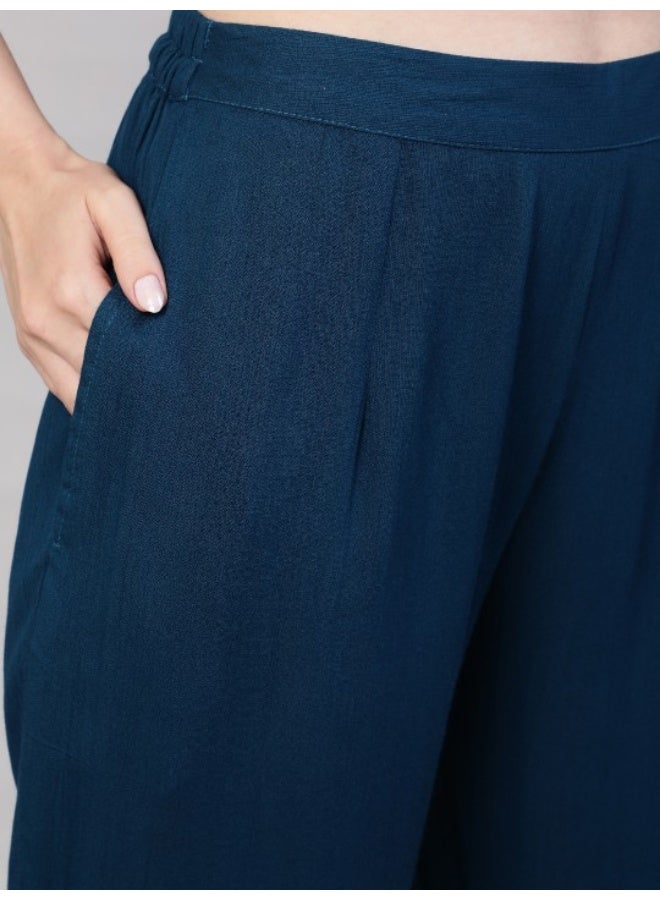 أيه كيه إس طقم كورتا وبنطلون مع دوباتا مطبوع باللونين الأزرق والأصفر - Image 3