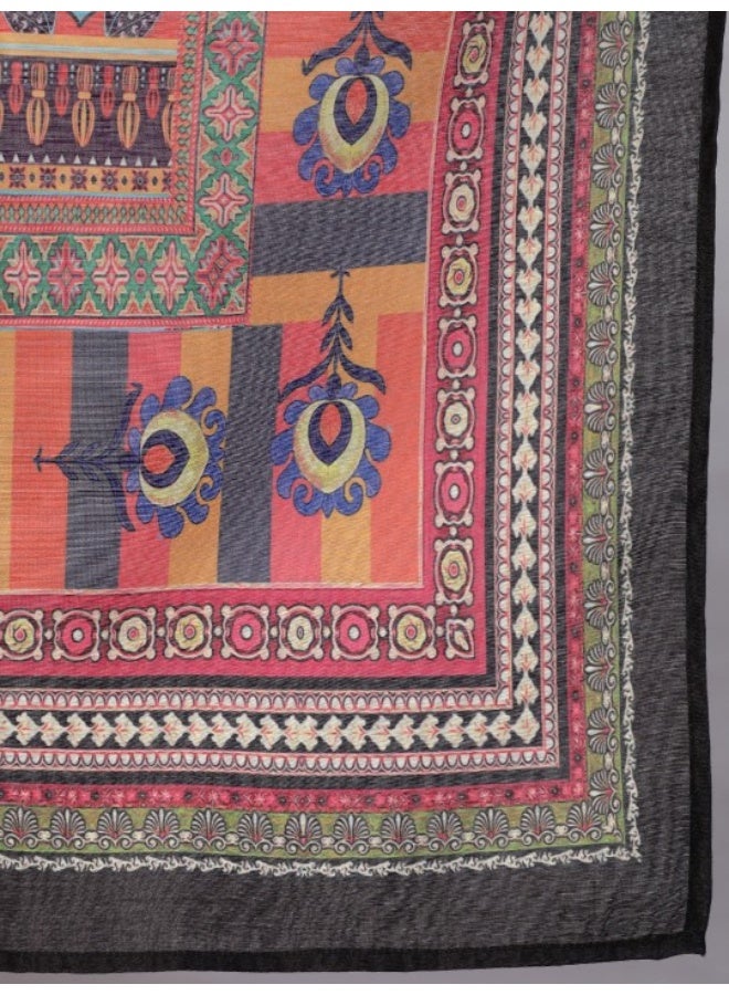 أيه كيه إس طقم كورتا وبنطلون مع دوباتا مطبوع باللونين الأزرق والأصفر - Image 4