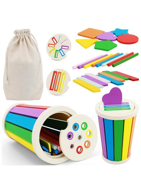 Montessori Toys for 1 2 3 Year Old Toddler, Color Sorting Stacking Toys for Toddlers 1-3, Wooden Fine Motor Skills Sensory Toy, Preschool Learning Toys