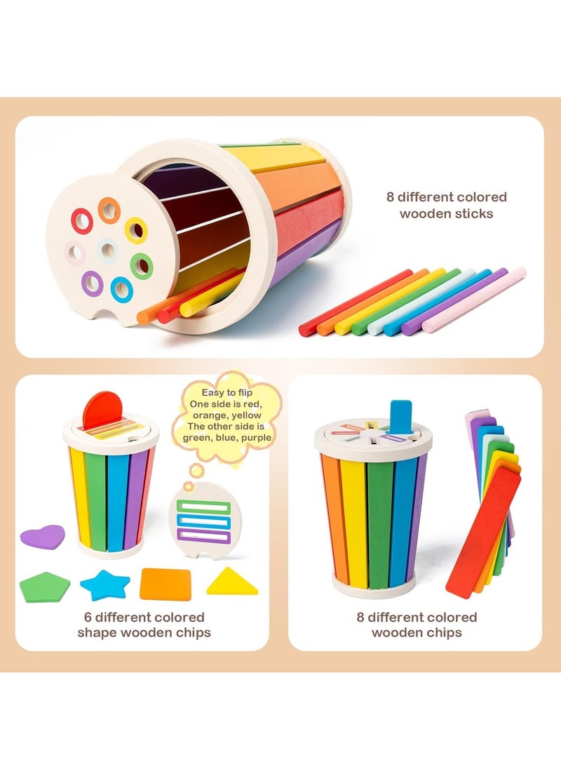 Gonice - Montessori Toys for 1 2 3 Year Old Toddler, Color Sorting Stacking Toys for Toddlers 1-3, Wooden Fine Motor Skills Sensory Toy, Preschool Learning Toys - Image 1