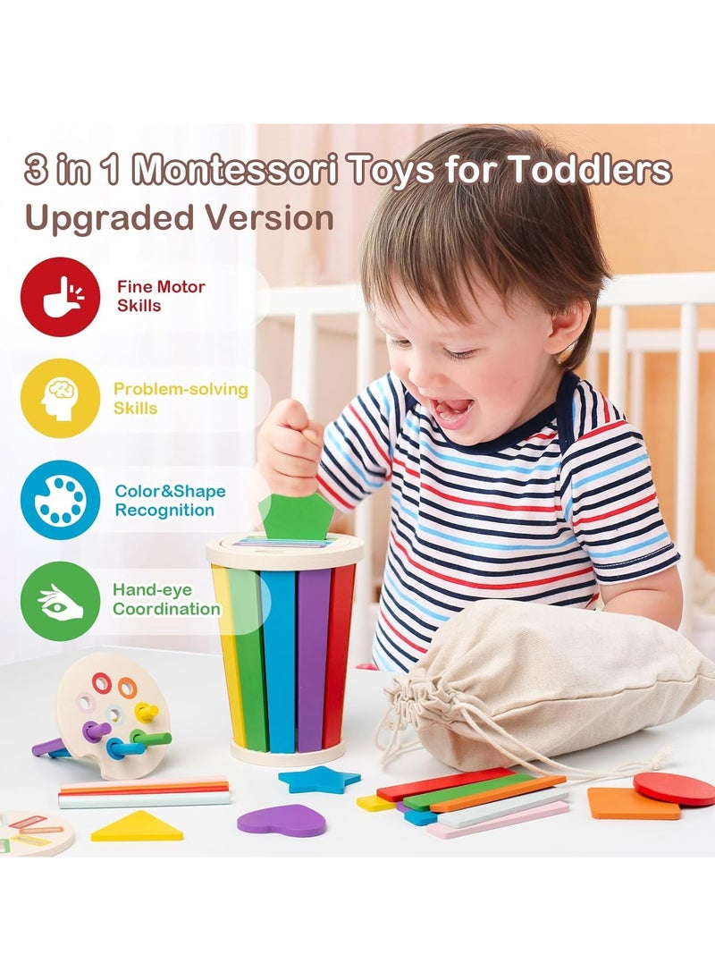 Gonice - Montessori Toys for 1 2 3 Year Old Toddler, Color Sorting Stacking Toys for Toddlers 1-3, Wooden Fine Motor Skills Sensory Toy, Preschool Learning Toys - Image 1
