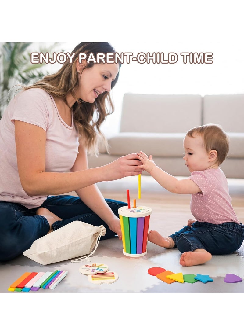 Gonice - Montessori Toys for 1 2 3 Year Old Toddler, Color Sorting Stacking Toys for Toddlers 1-3, Wooden Fine Motor Skills Sensory Toy, Preschool Learning Toys - Image 1