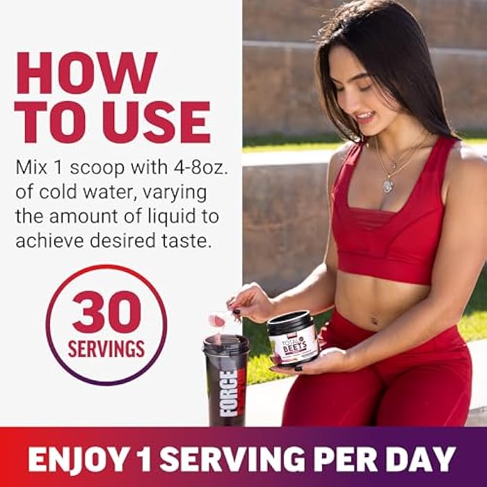 Force Factor Total Beets Energy Drink Mix, Superfood Beet Root Powder with Nitrates to Boost Energy and Support Circulation, Blood Flow, Nitric Oxide and Stamina, Heart Health Supplement, 30 Servings - Image 5