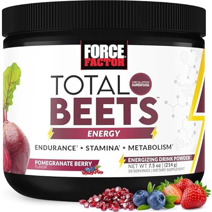 Force Factor Total Beets Energy Drink Mix, Superfood Beet Root Powder with Nitrates to Boost Energy and Support Circulation, Blood Flow, Nitric Oxide and Stamina, Heart Health Supplement, 30 Servings - Image 1