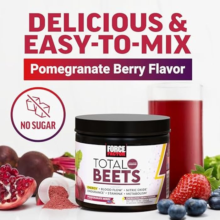 Force Factor Total Beets Energy Drink Mix, Superfood Beet Root Powder with Nitrates to Boost Energy and Support Circulation, Blood Flow, Nitric Oxide and Stamina, Heart Health Supplement, 30 Servings - Image 4